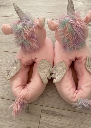 Pembe Unicorn Peluş Kız Ev Terliği - Görsel 3