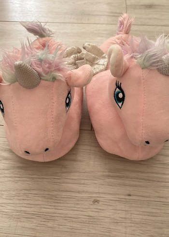 Pembe Unicorn Peluş Kız Ev Terliği - Görsel 2