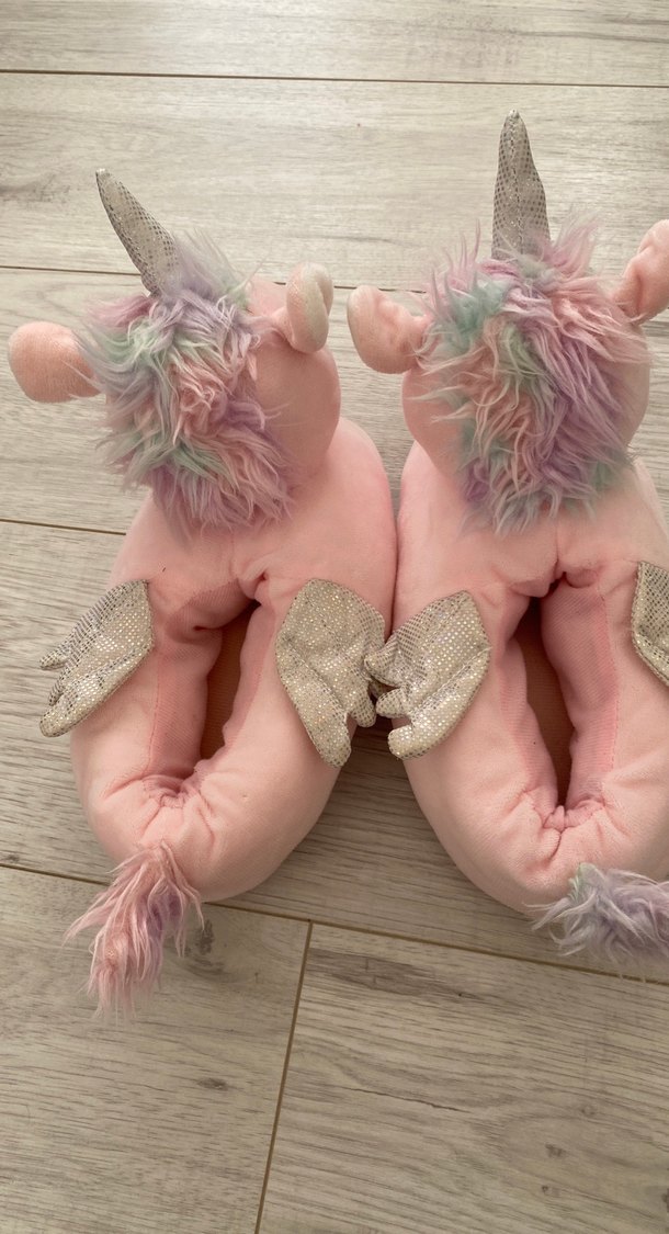 Pembe Unicorn Peluş Kız Ev Terliği - Görsel 3