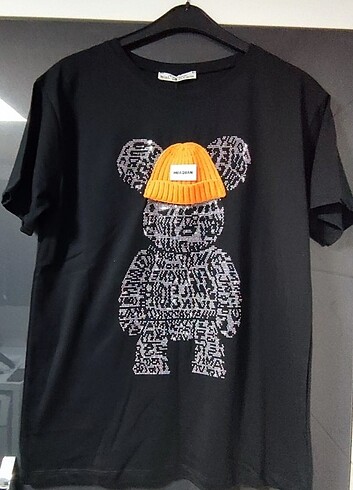 s Beden Teddy İşlemeli Kaliteli T-shirt 