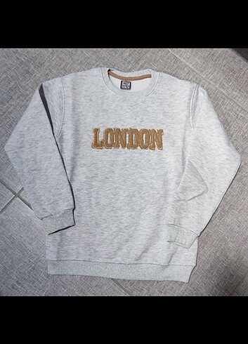 London Nakışlı 3 İplik Şardonlu Kaliteli Sweatshirt 