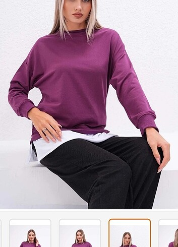 Alttan Beyaz Kumaş Parçalı Mevsimlik Sweatshirt 