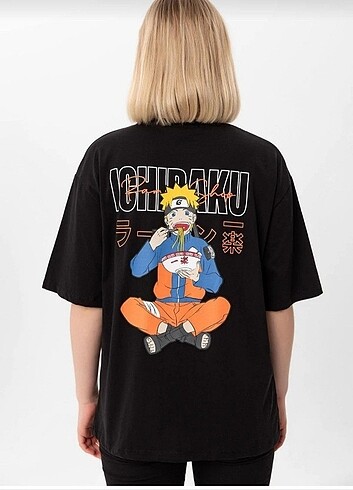 Çift Taraf Ichiraku Baskılı Unisex Oversize T-shirt 
