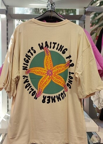 Happiness Çift Taraf Havaii Baskılı Unisex Oversize T-shirt
