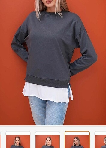 Happiness Alttan Beyaz Kumaş Parçalı Mevsimlik Sweatshirt