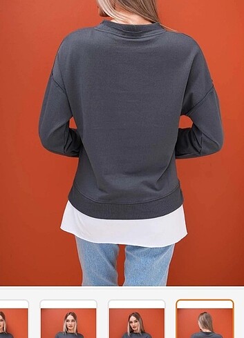 s Beden Alttan Beyaz Kumaş Parçalı Mevsimlik Sweatshirt