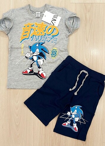Zara Sonic Baskılı Yazlık Şortlu Takım 