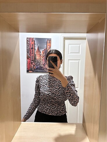 s Beden Leopar uzun kollu bluz