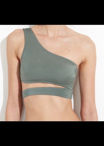 Tek Omuzlu Mint Yeşili Bikini Üstü