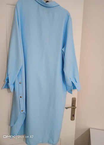 Mavi Düğmeli Uzun Kollu Kadın pantolon  Tunik - Görsel 4