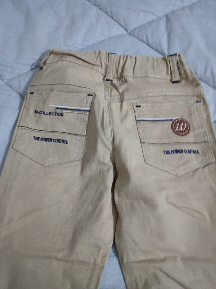 Bej  erkek çocuk keten  Pantolon - Görsel 5