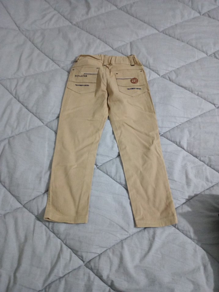 Bej  erkek çocuk keten  Pantolon - Görsel 4
