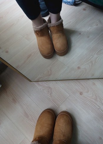 Kürklü Bej Süet Kadın Dolgu Topuk Bot - Görsel 6