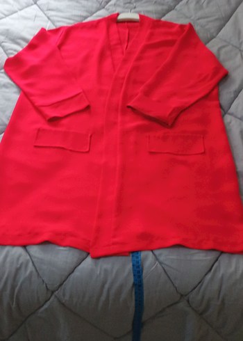 Kırmızı Kadın uzun Boy Rahat Kesim ceket - Görsel 5