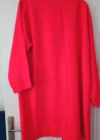 Kırmızı Kadın uzun Boy Rahat Kesim ceket - Görsel 2