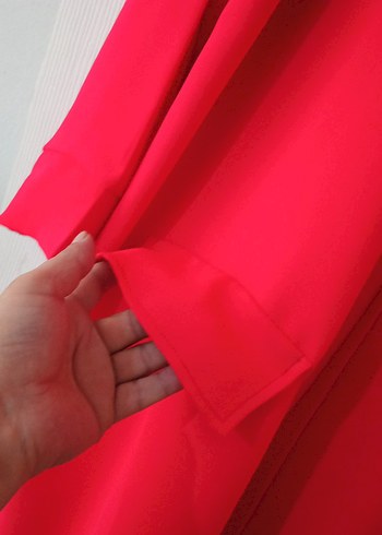 Kırmızı Kadın uzun Boy Rahat Kesim ceket - Görsel 4