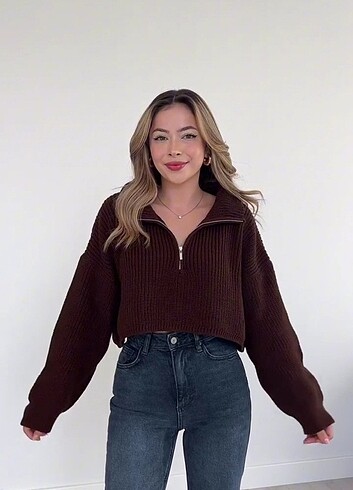 m Beden Trendyolmilla bordo crop kazak