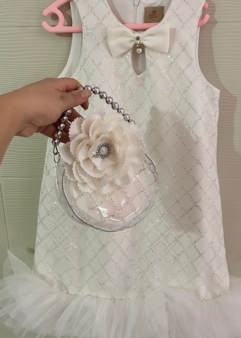 Beyaz Kız Çocuk Fırfırlı Elbise - Görsel 3