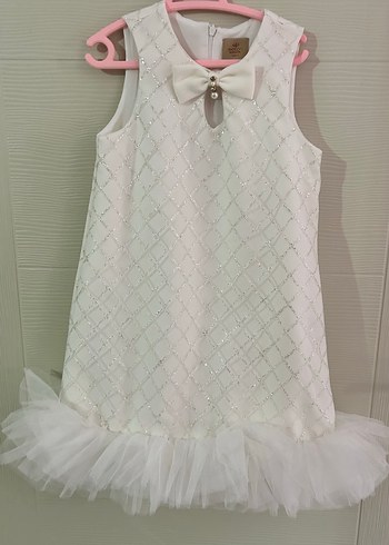 Beyaz Kız Çocuk Fırfırlı Elbise - Görsel 2