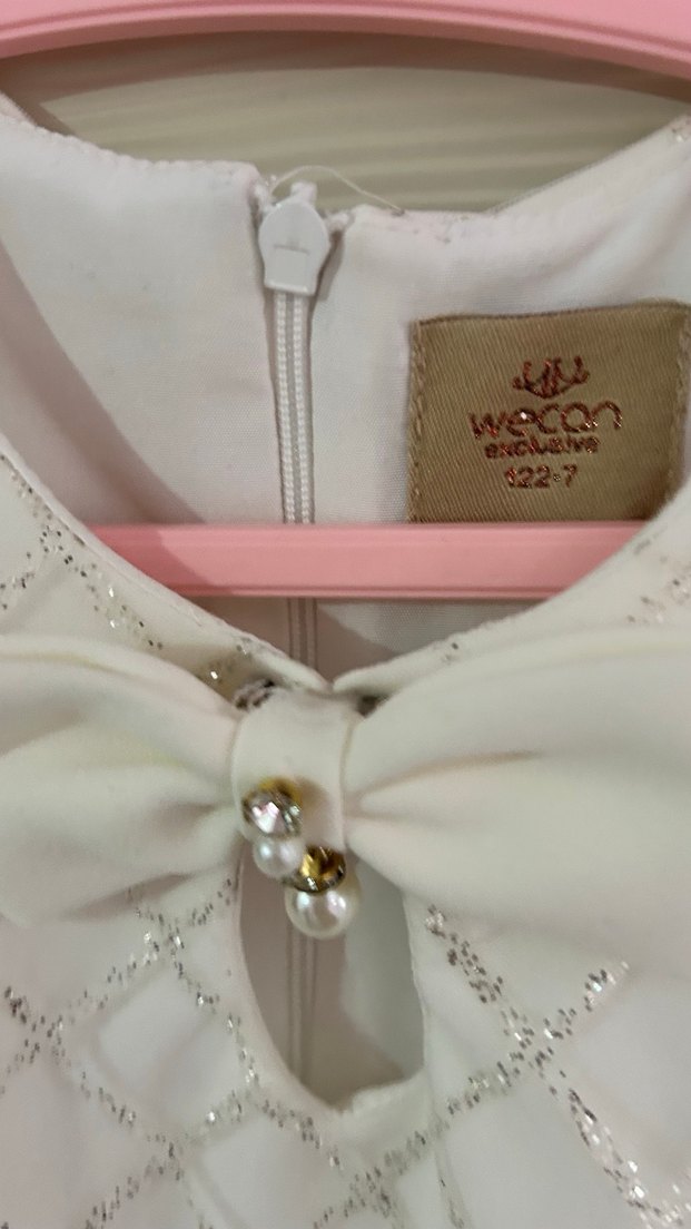 Beyaz Kız Çocuk Fırfırlı Elbise - Görsel 4