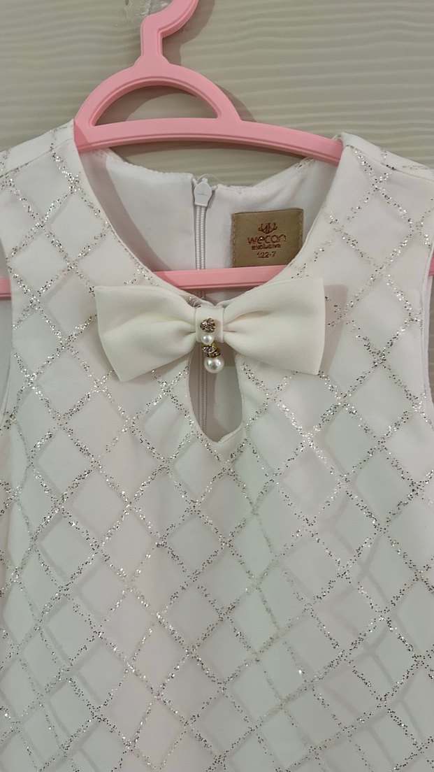 Beyaz Kız Çocuk Fırfırlı Elbise - Görsel 5