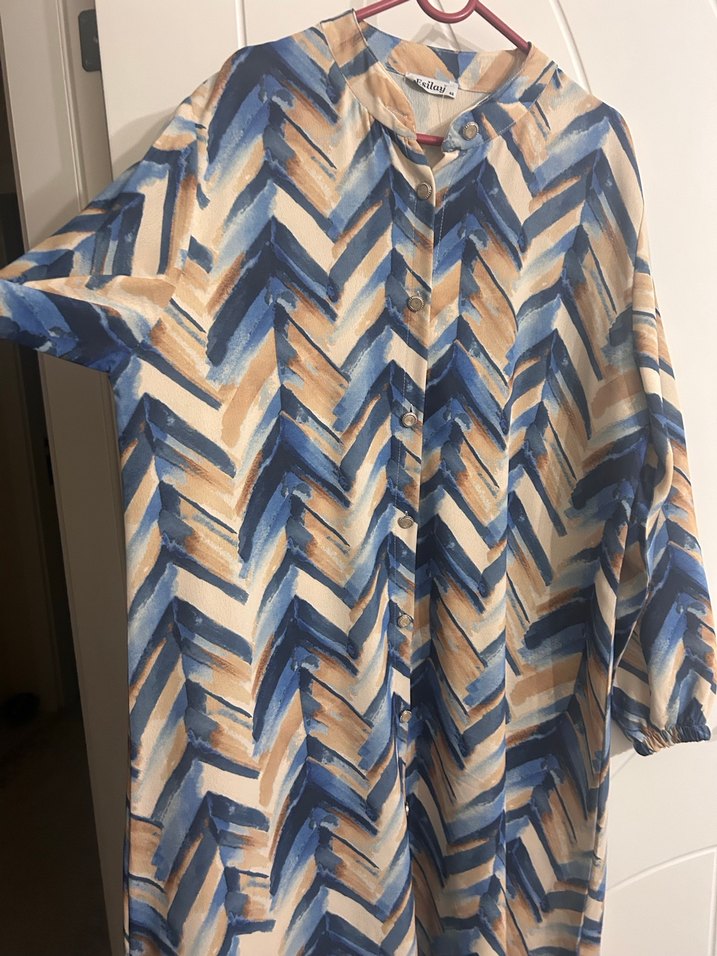 Uzun Kollu Piliseli Bohem Çok Renkli Elbise - Görsel 2