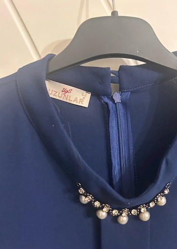 Zincir Detaylı Mavi Uzun Kadın Tunik - Görsel 2