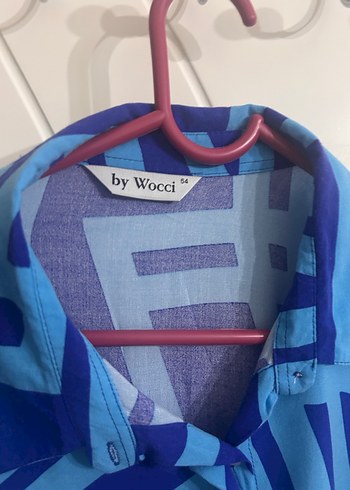 Mavi Geometrik Desenli Uzun Kadın Gömlek - Görsel 3