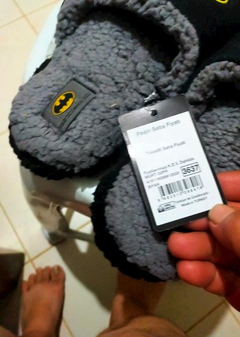 Erkek Batman Desenli Koyu Gri Sıcak Terlik - Görsel 4