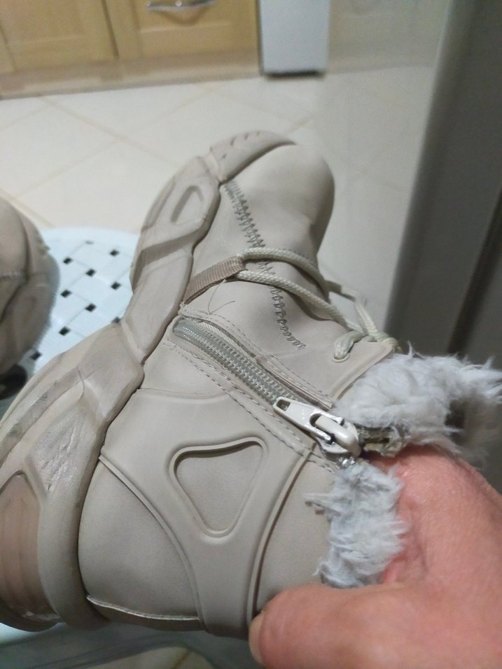 Bej Süet Tüylü Dolgu Topuk çocuk Bot - Görsel 4