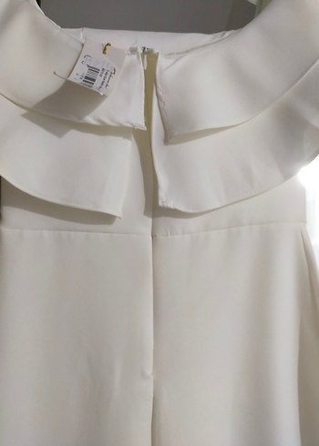 Beyaz Drapeli Uzun Kadın Abiye Elbise - Görsel 5