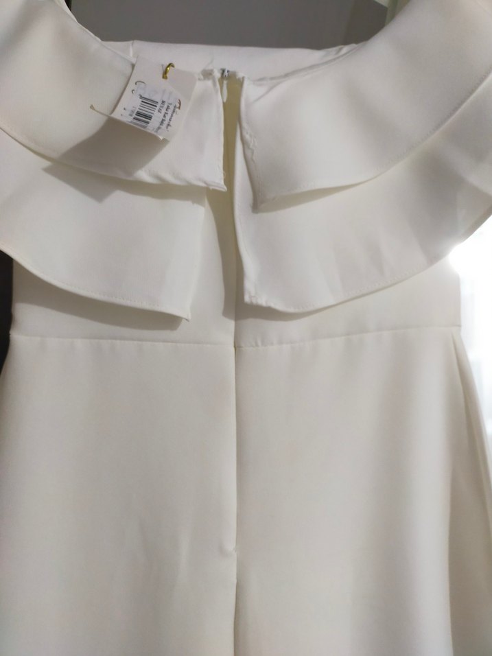 Beyaz Drapeli Uzun Kadın Abiye Elbise - Görsel 5