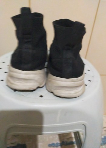 Siyah Elastik Stiletto Topuklu Spor Ayakkabı - Görsel 3