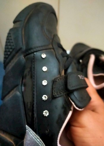 34 Beden siyah Renk Kız Çocuk Siyah Bağcıklı Sneaker
