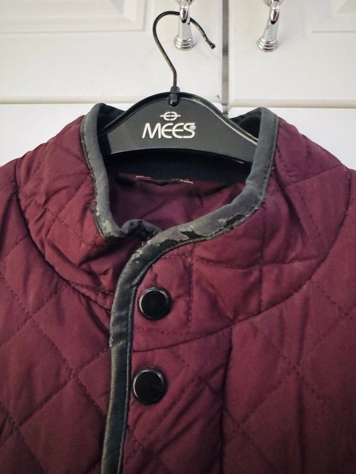 Bordo Düğmeli Erkek Mont - Görsel 2