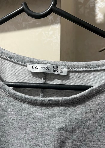 Addax Gri Kısa Kollu Keten Kadın Sweatshirt