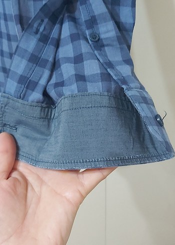 xl Beden Mavi Kareli Pamuklu Erkek Gömlek