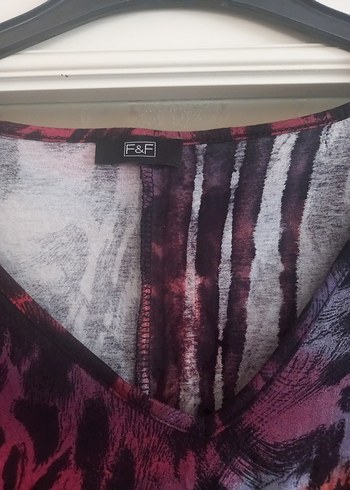 l Beden V Yaka Kısa Kollu Batik Desenli Bluz