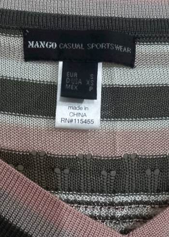 Gri Çizgili V Yaka Örgü Kadın Kazak - Görsel 2