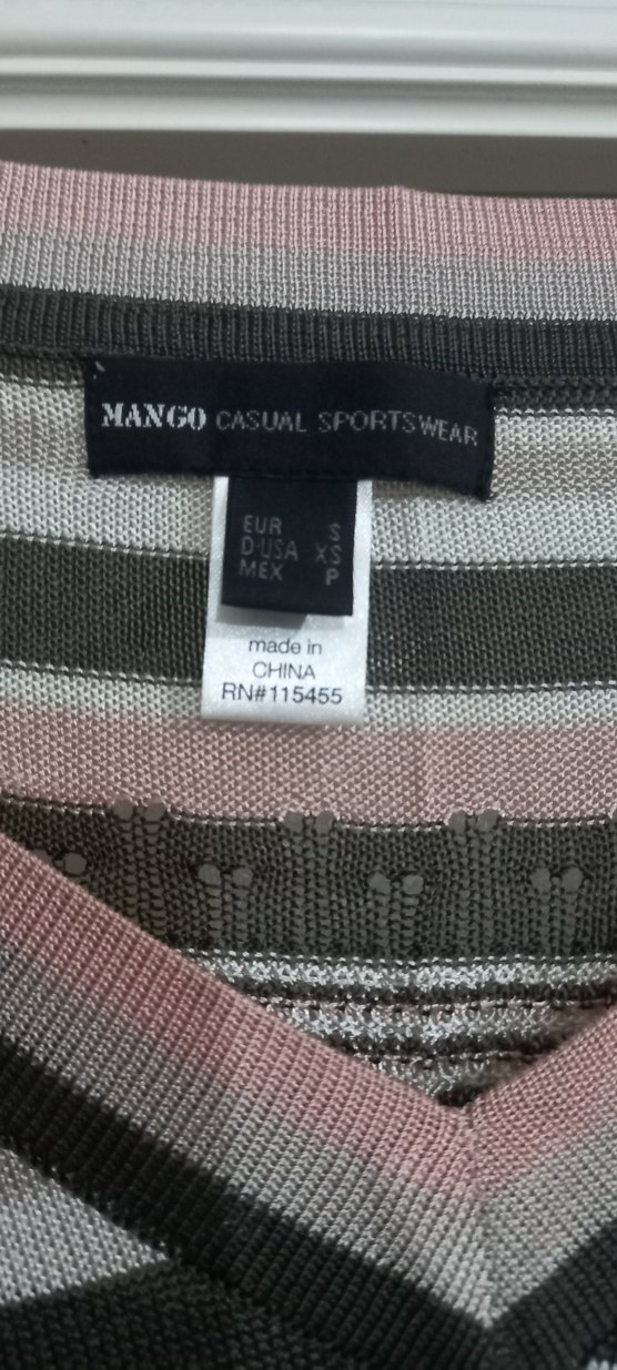 Gri Çizgili V Yaka Örgü Kadın Kazak - Görsel 2