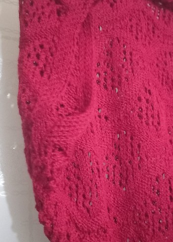 Kırmızı Örgü Boğazlı Kolsuz Triko - Görsel 4