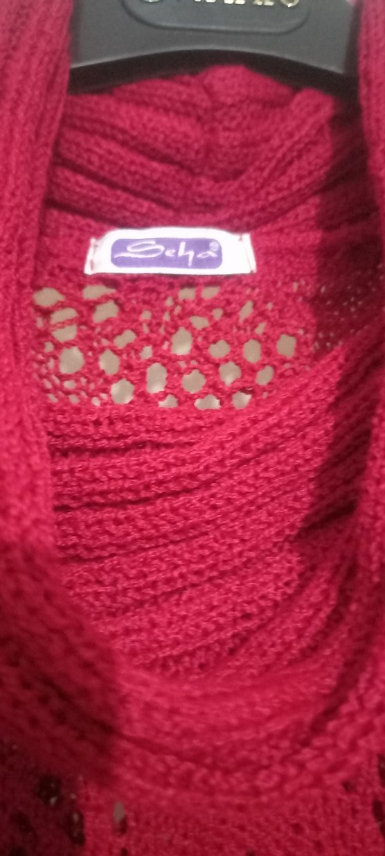 Kırmızı Örgü Boğazlı Kolsuz Triko - Görsel 3