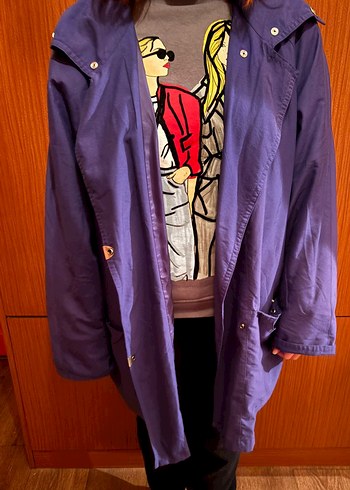 Mor Düğmeli Midi Ceket - Görsel 2