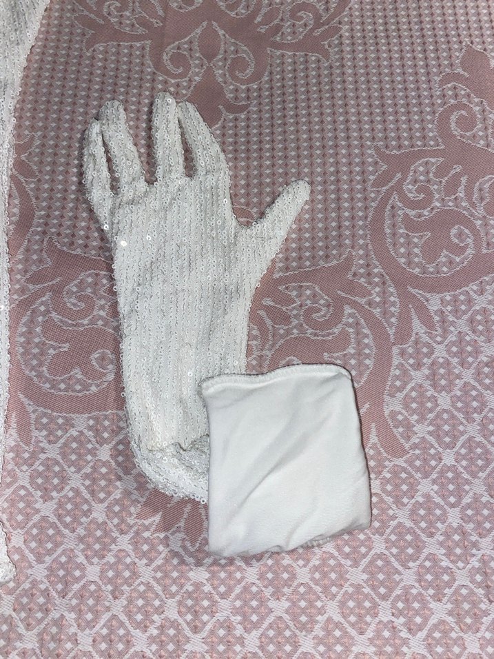 Beyaz Pullu Uzun Abiye Eldiven - Görsel 2