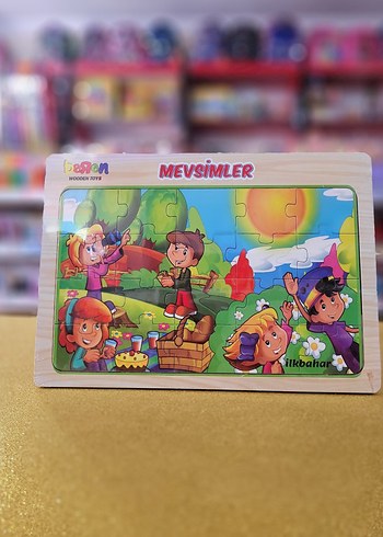 Mevsimler Temalı Renkli Ahşap Çocuk Puzzle
