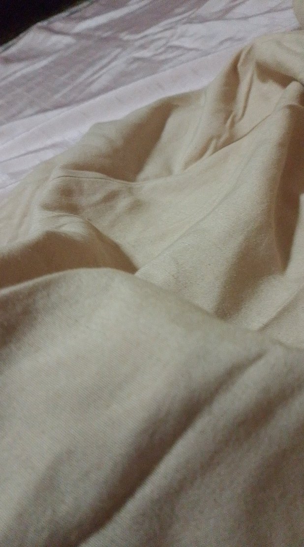 Düğmeli Bej Uzun Keten Etek - Görsel 3