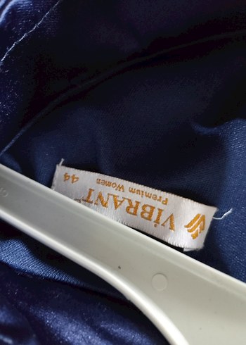 Lacivert Uzun Kollu Nakışlı Uzun Abiye Elbise - Görsel 6