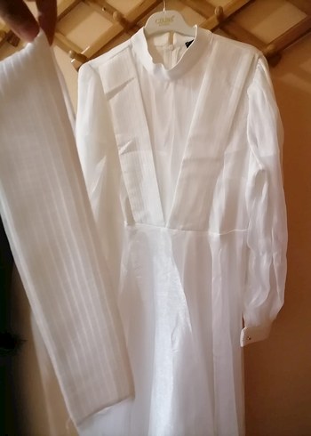 Uzun Beyaz Vintage A Kesim Gelinlik - Görsel 3