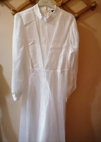 Uzun Beyaz Vintage A Kesim Gelinlik - Görsel 4