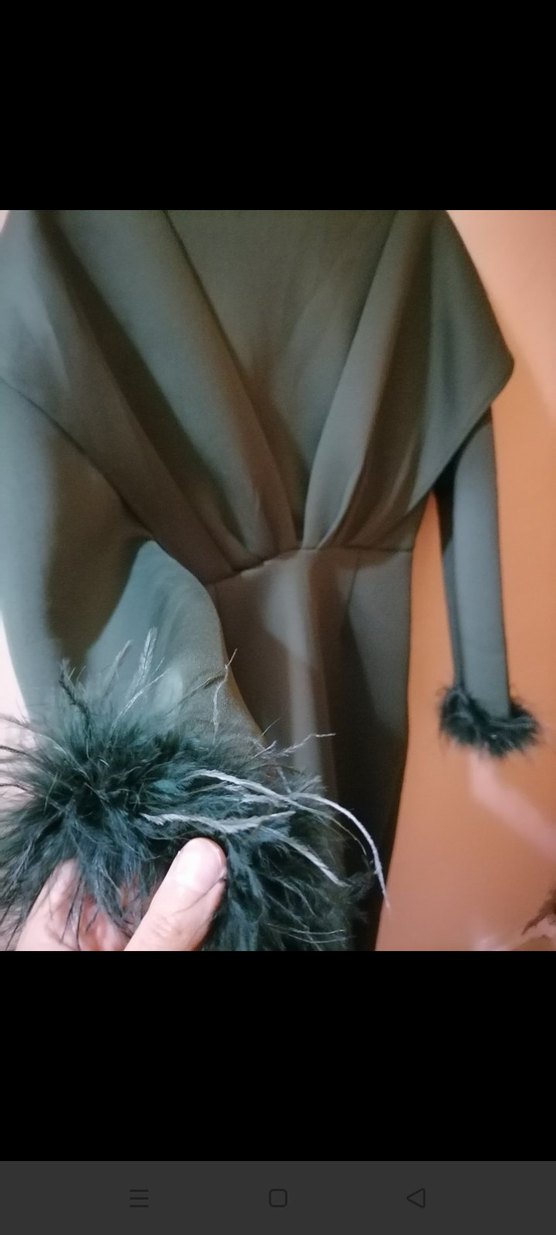 Kürk Detaylı Uzun Gri Kadın Abiye Elbise - Görsel 2